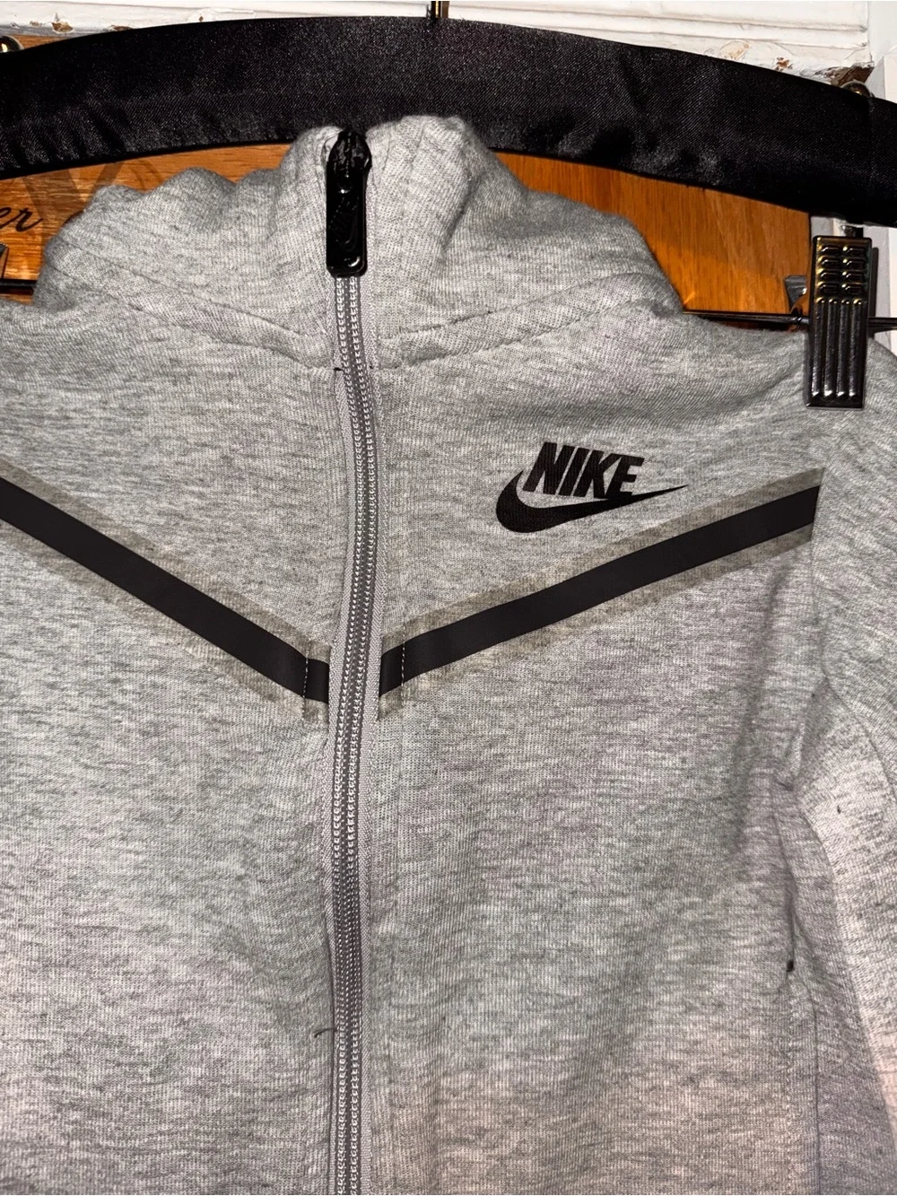 Nike Grey Kids Lightweight Full-Zip Jacket with Black Accents